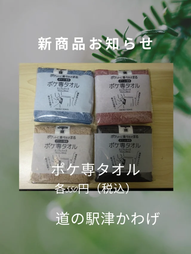 津市の名産品「おぼろタオル」さんからポケ専タオル新発売✨
ご自分用に、お土産にいかがでしょうか？道の駅スタッフにも人気のタオルです。

#道の駅
#津市おでかけ
#おぼろタオル